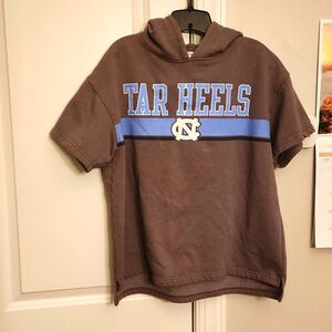 NCAA UNC Tar Heels Women's Gray & Blue Shortsleeve Hoodie Sweatshirt Size L